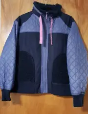BASS Womens Outdoor Quilted Trim Zip Bomber Jacket In Heron Multi, Size LG