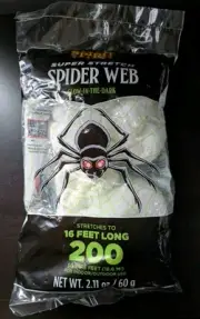 1 Bg Super Stretch Spider Web Halloween Scary Party Prop 16 Ft Long Up to 200 Sq