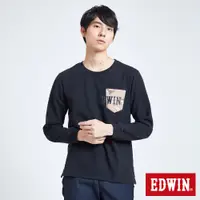 在飛比找蝦皮商城優惠-EDWIN 人氣復刻 迷彩口袋LOGO長袖T恤(黑色)-男款