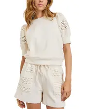 Rails Kimberly Eyelet Short Sleeve Sweatshirt