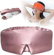 LitBear Silk Sleep Mask, 100% Mulberry Silk 22 Momme Sleeping Mask, Warm Compress Eye Mask for Relax, Adjustable Weighted Eye Mask Sleep for Women Men, Light Blocking Eye Cover for Flight Nap