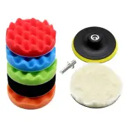 5Pc 3 In Polishing Pads Sponge Woolen Waxing Buffing Pad Kits Drill Adapter