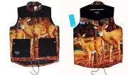 NEFF Deer / Elk Bright Chalet Quilted Inside Heavy Duty 3-Pocket Vest Mns NWT