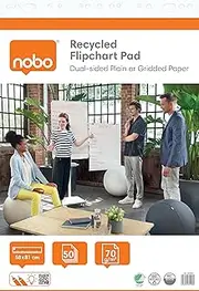 Nobo Recycling Flipchart Pad 58 x 81 cm, Sustainable Double-Sided Flipchart Paper, Blank & Squared, 50 Sheets, 70 g/m², 1 Pack, Rolled Packed, for Meetings & Brainstorming Anywhere, 1915659