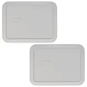 Pyrex 7210-PC Jet Gray Rectangular Food Storage Replacement Lid Cover (2-Pack)