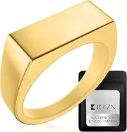 RTZN® Signet Rings for Men — Premium Mens Stainless Steel Rings — 100% Waterproof & Non Tarnish Plain Statement Mens Signet Ring Gold/Silver Pinky Ring for Men (SIZE: 6-12)