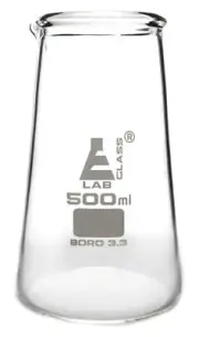 Conical Philips Beaker with Spout, 500mL - Borosilicate Glass - Eisco Labs