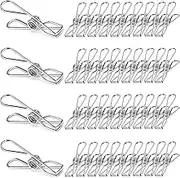 48 Pack Laundry Clothes Pegs, Long-Lasting Strong-Grip Laundry Clips for Washing Line, Stainless Steel Clothes Hanging Clothes Line Clips for Clothes, Paper Files, Pictures, Snacks Seal