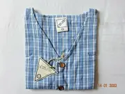 KIDS GIRL COOL BOY BLUE CHECK LINEN WAISTCOAT GILET TOP VEST 1,2,3,4,5 YEARS