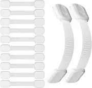 [Aufondof] 12 Pack Child Safety Strap Locks Refrigerator Cabinet Drawer Door Latches Baby Pets Proof,Easy to Use No Tools Required,Durable and Reliable for Cabinets, Drawers