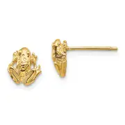14K Yellow Gold Mini Frog Post Earrings