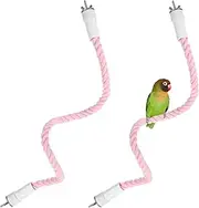 uxcell 2-Pack Rope Perches for Bird Cages, 23.6 in Length Comfort Grip Flexible Rope Perch Beak & Paw Grinding for Parrots/Cockatiels/Parakeets, Bird Platform Sand [Pink]