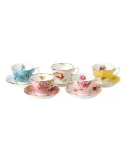 [Royal Albert] 100 Years Teacups & Saucers 1950 90S Set of 5