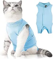 Plimbin Cat Recovery Suit Post Surgery Bodysuit for Cats, Anti-Lick Pet Vest for Kitten Spaying, Professional Recovery Suit for Abdominal Wounds or Skin Diseases (Blue, XS)