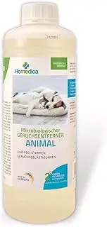 HOMEDICA Odour Remover Animal 1L with 2 Phase Technology and Anti-Smell Formula - Microbiological Odour Neutraliser and Enzyme Cleaner - for Animal Odours Such as Cat and Dog Urine