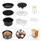 Air Fryer Accessories Set of 8 Heat Insulation Silicone Pad Steel Skewer Rack