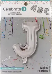 Celebrate It Letter J Balloon Mylar 16-in Holographic Balloon NEW
