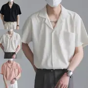 Men's Shirt Fit Shirt Folds Streetwear For Vacation Holiday Korean Style