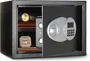 Amazon Basics Steel Security Safe and Lock Box with Electronic Keypad - Secure Cash, Jewelry, ID Documents, 14 Litres, 35cm W x 35cm D x 25cm H, Black