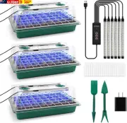 3 Pack Seedling Tray 120 Cells, Seed Starter Tray with 6 LED Plant Grow Lights,