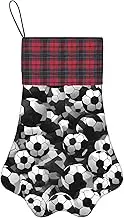 YANYU Black and White Soccer Ball Pattern Print 17in Christmas Pet Paw Stockings Xmas Stockings for Dogs Cats Christmas Pet Gifts