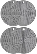 4PCS Silicone Trivets for Hot Pots Pans Dishes | Heat Resistant, Non Slip | Pot Holders, Oven Mitt, Table Mat (Grey)