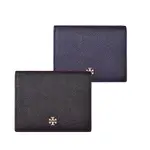 TORY BURCH EMERSON金字LOGO十字紋防刮牛皮4卡釦式短夾(兩色)