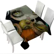 Halloween Gothic Girl Hold Pumpkin with Octopus Tablecloth