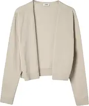 [Yvette] Women's Lightweight Open Front Cropped Cardigan, Long Sleeve Knit Shrugs for Dresses