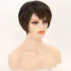 Short Pixie Cut Wigs Black Brown Mixed Highlight for Women Daily Wear Synthetic