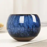 在飛比找ETMall東森購物網優惠-陶瓷創意不倒翁窯變天目釉茶杯