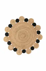 JONATHAN Y Ayana Two-Tone Jute Hippy Circle Round Area Rug in Natural/black at Nordstrom, Size 5Ft 0In X 5Ft 0In