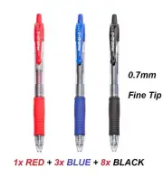 Pilot G2 Retractable Gel Ink Pens 0.7mm Fine Tip - 8x BLACK + 3x BLUE + 1x RED