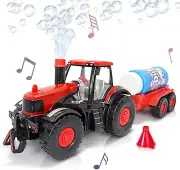 ArtCreativity Bump & Go Bubble Blowing Farm Tractor Toy Truck with Lights Sounds