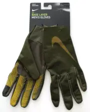 Nike Base Layer Gloves Men's Large Olive Canvas/Yellow Ochre/Olive Flak
