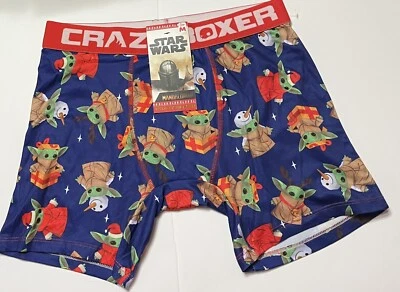 CRAZY BOXER Yoda Christmas Star Wars Mandalorian Boxer Briefs Medium Snowman