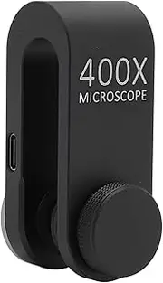 400X Phone Microscope Lens with LED Light and Clamp, HD Phone Camera Lens for i Phone,Android, 0.6mm Ultra Close Focus, Aluminum Alloy Lens for Biology,Electronics,Jewelry Making