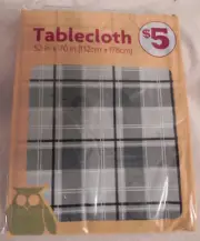 Midwood Brands Black & Grey Plaid Tablecloth 52" x 90"