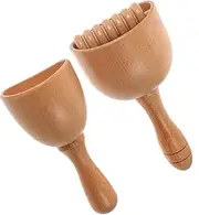 Portable Body Massager Cup 2pcs Wooden Massage Rollers Manual Back Massage Tool Easy to Use Carry for Home Office Travel