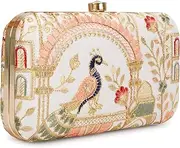 [LONGING TO BUY] Hand Crafted Designer Box Clutch for Women, Zari Embroidery Hand Clutch