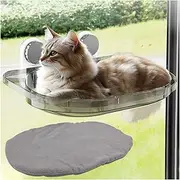 La La Pet Suction Cup Cat Bed with Mat Transparent All Season Window Perch for Indoor Pets Sunbathing Hammock Nest