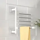 Rotation Towel Storage Rack Punch-Free Steel Organizer Shelf Hanging Wall Sh S^3
