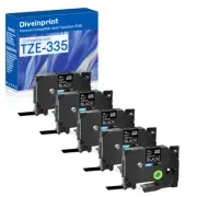 5PK Compatible for Brother PT-P900W TZ TZe-335 Black Label Tape Cassette 12mm
