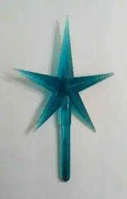 Ceramic Christmas Tree Topper LARGE TEAL STAR 4" VINTAGE