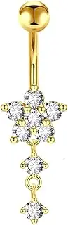 [Meokro] Flower Pendant Sexy Navel Nail Stainless Steel Zircon European And American Navel Ring Piercing Ornament, plain