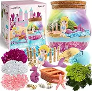 Terrarium Arts and Crafts Kit for Kids LED Night Light Up & Remote Birthday Gifts Toys for Girls Ages 4 5 6 7 8 9 10 Year Old (Mermaid)
