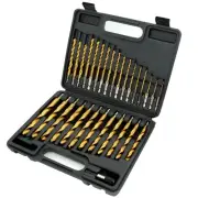 30 Pcs Titanium Impact Drill Bit Set, Hex Shank HSS Twist Drill Bits with Sto...