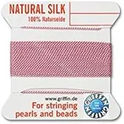Griffin Natural Silk Thread for stringing Pearls and Beads Size #6 Dark Pink