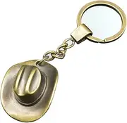 [Yzikema] 1 Pcs Cowboy Hat Metal Keychain For Men Women Backpack Purse,Key Chains Key Ring For Car,Cowboy Hat Halloween Party Decoration, Antique Brass, 3.94”x1.18”inches