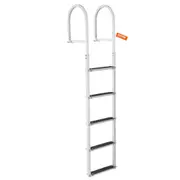 Dock Ladder, Removable 5 Steps, 227 kgs Load Capacity, Aluminum Alloy Pontoon Boat Ladder with 3.1'' Wide Step & Nonslip Rubber Mat, Easy to Install for Ship/Lake/Pool/Marine